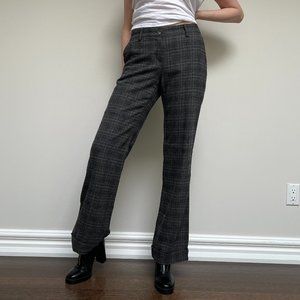 Vintage Grey Plaid Mid-rise Wide leg Trousers Size 27